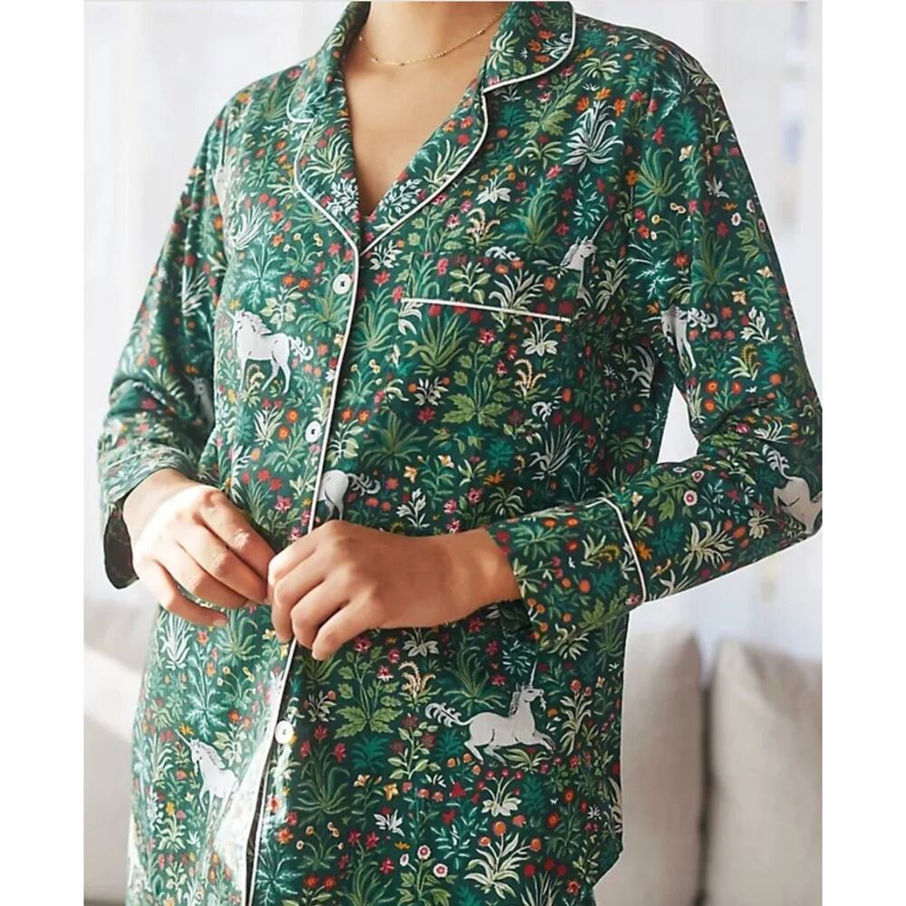 Printfresh Unicorn Green Pajama Top Large - Picture 2 of 2